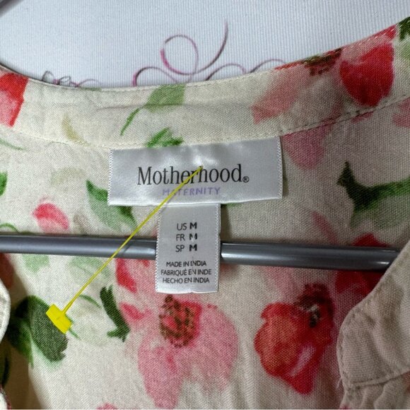 Floral blouse cinch at waist cream yellow white red green orange flowers cute - Picture 7 of 8